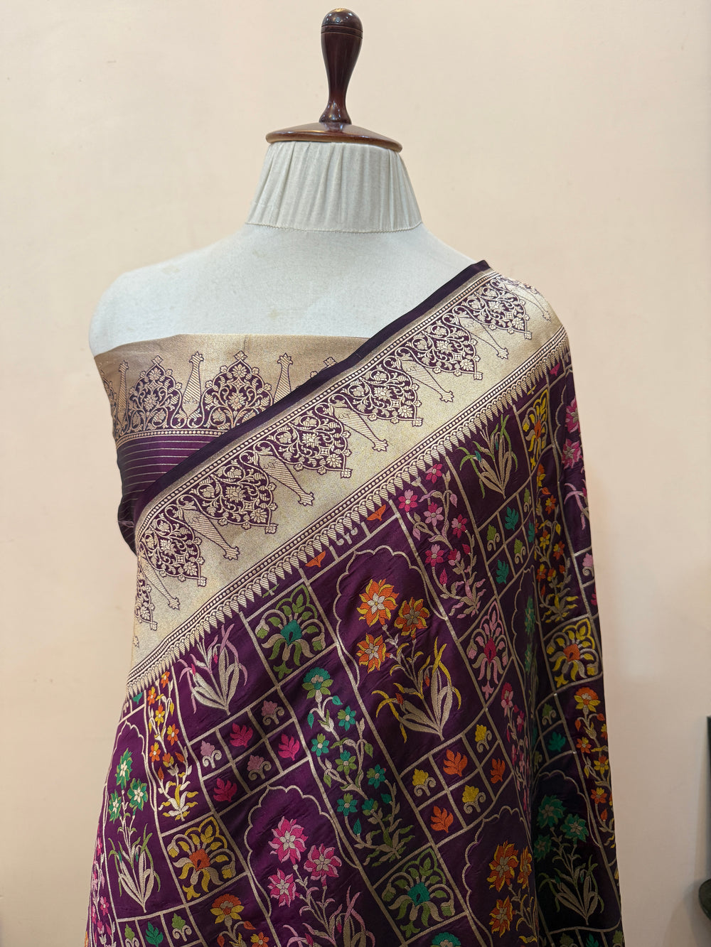 Deep Purple Rangkaat Pure Katan Silk Banarasi Handloom Saree