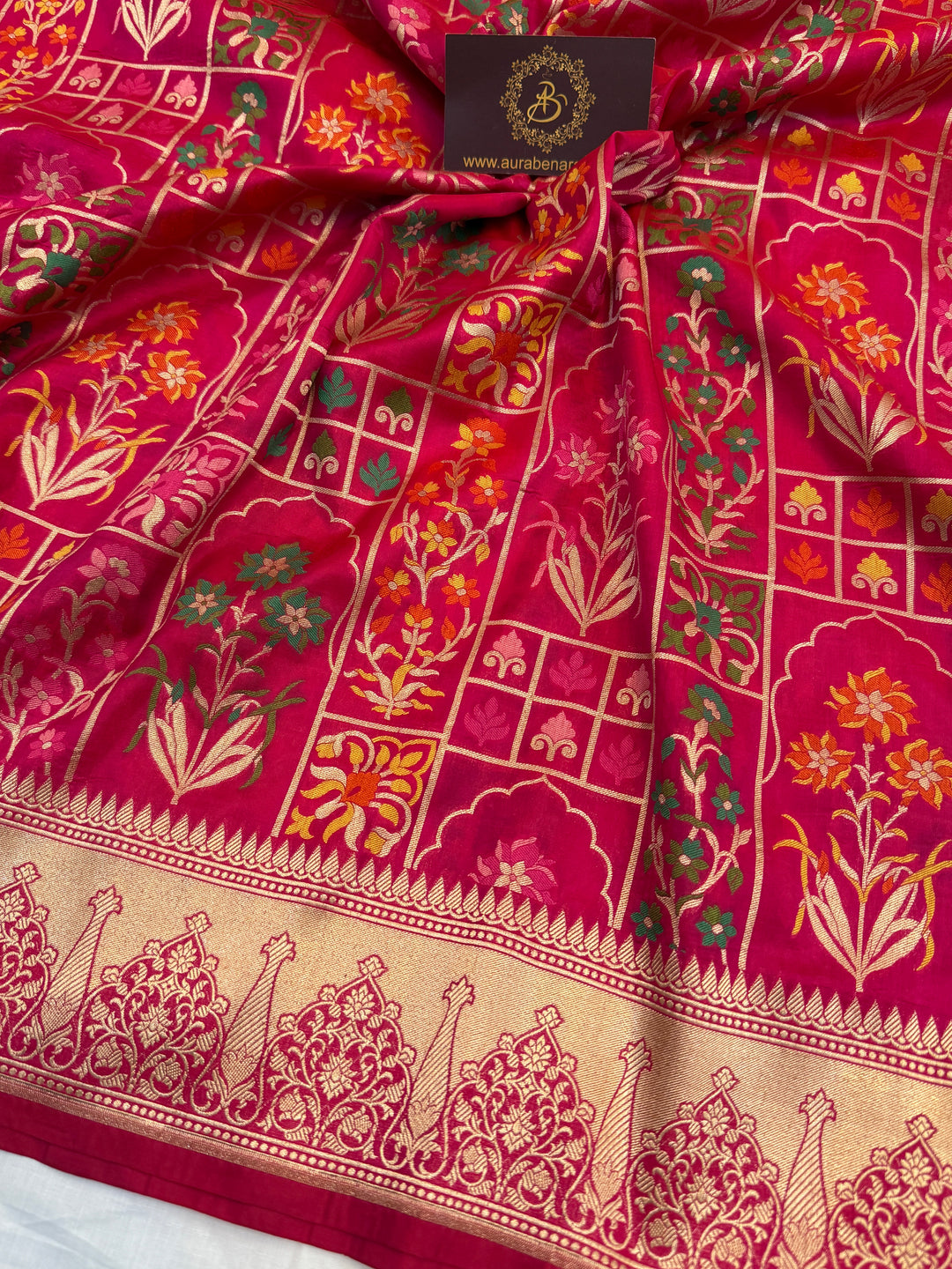 Rani Pink Rangkaat Pure Katan Silk Banarasi Handloom Saree