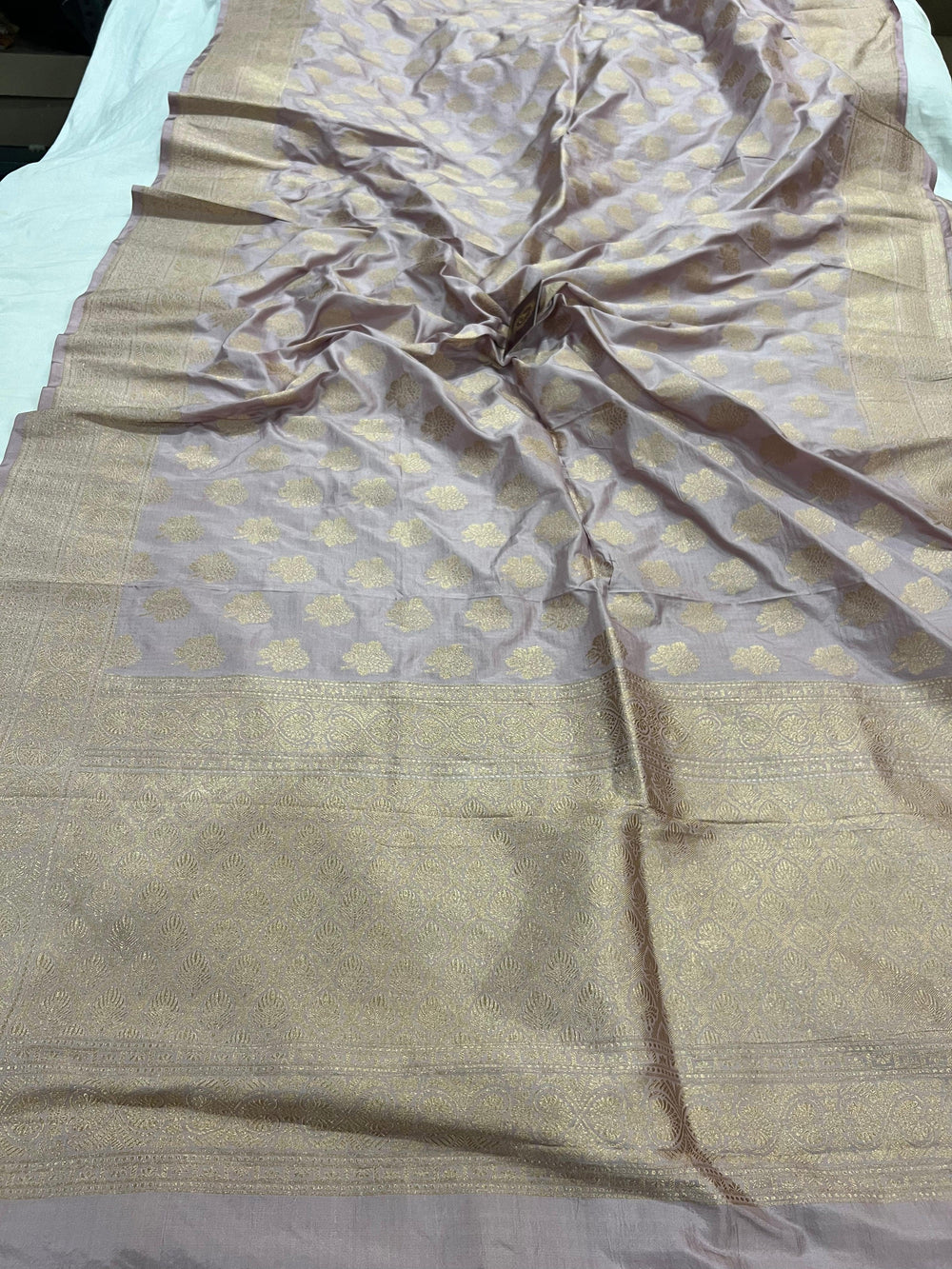 Rose Mauve Pure Banarasi Handloom Katan Silk Saree - Aura Benaras