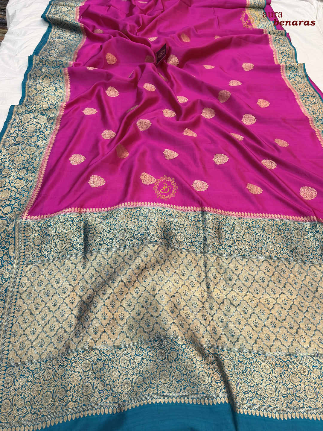 Rani Pink Banarasi Silk Saree | Kadhwa & Sona Rupa Border