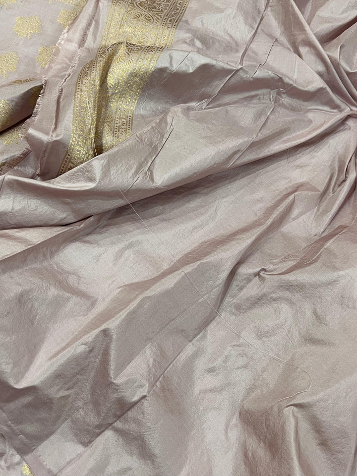 Rose Mauve Pure Banarasi Handloom Katan Silk Saree - Aura Benaras