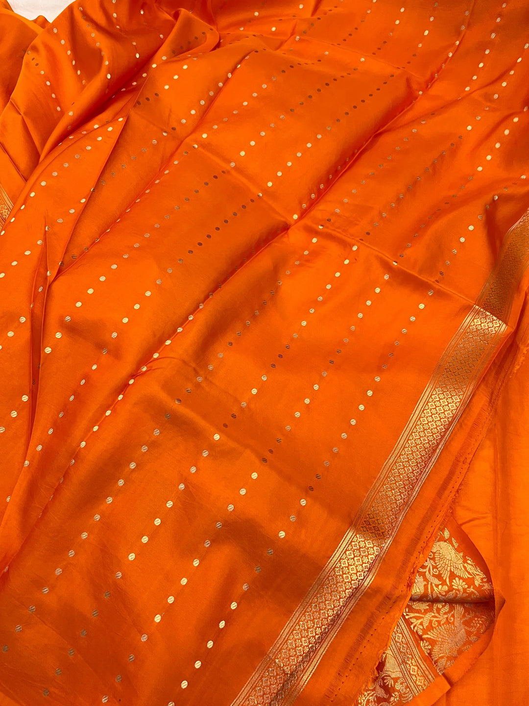 Orange Pure Mashru Silk Handloom Banarasi Saree