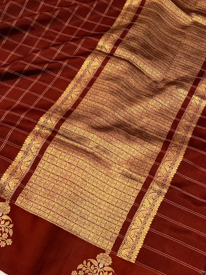Maroon Pure Banarasi Handloom Silk Saree