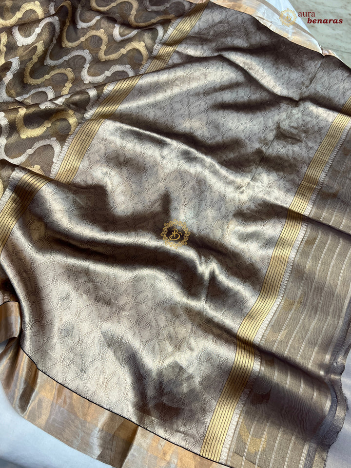 Black Pure Tissue Silk Banarasi Saree with Kadhwa Weave