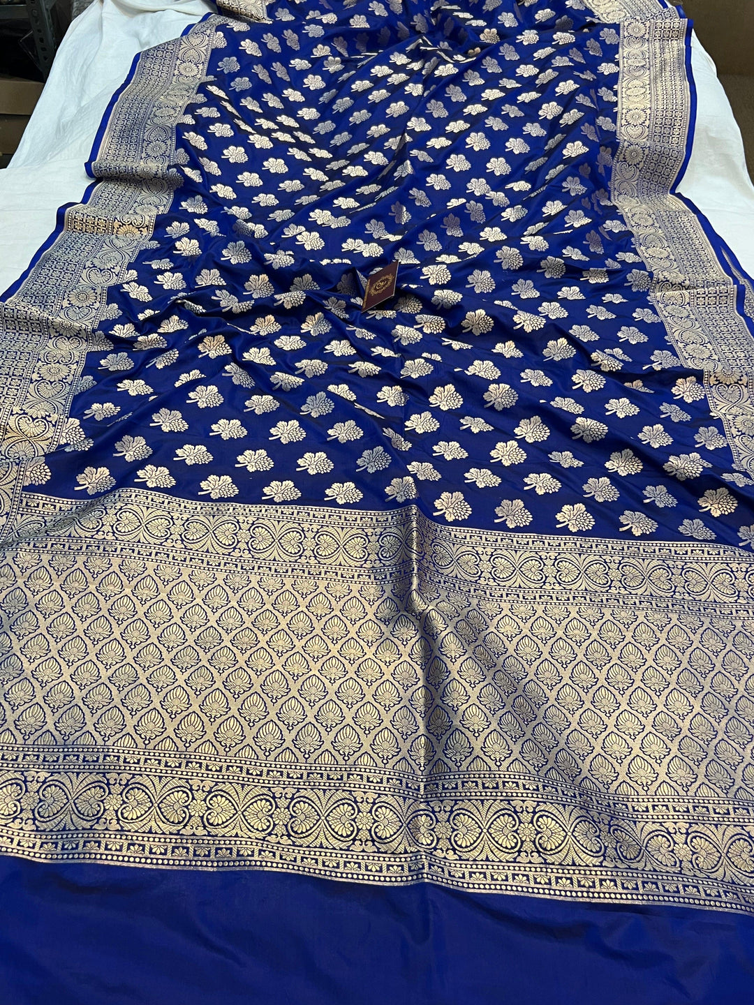 Royal Blue Pure Banarasi Handloom Katan Silk Saree - Aura Benaras