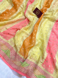 Pastel Yellow Rangkaat Banarasi Khaddi Georgette Saree - Aura Benaras