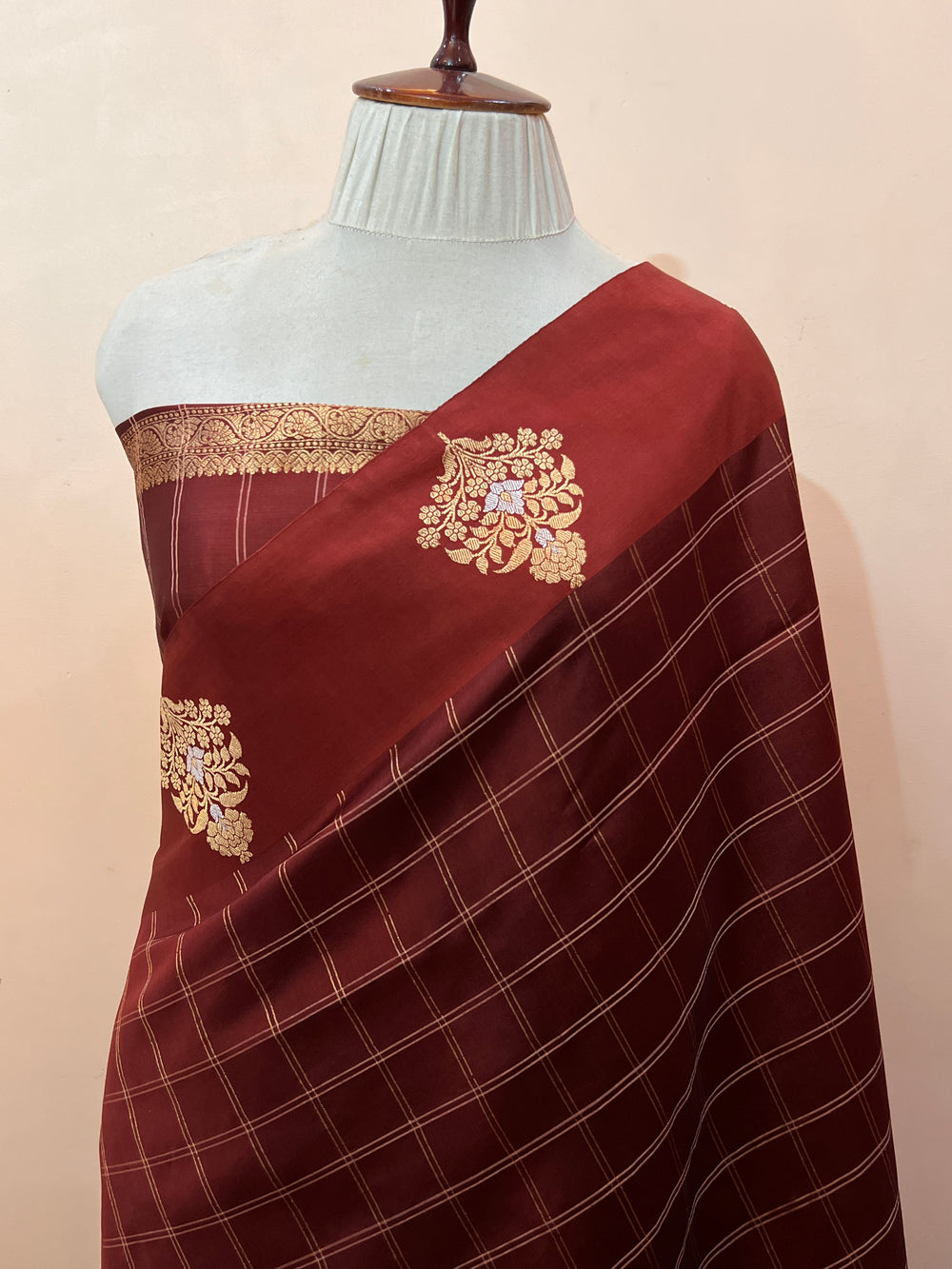 Maroon Pure Banarasi Handloom Silk Saree