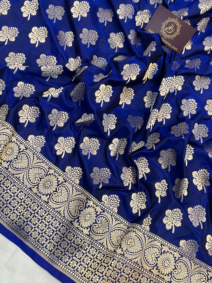 Royal Blue Pure Banarasi Handloom Katan Silk Saree - Aura Benaras