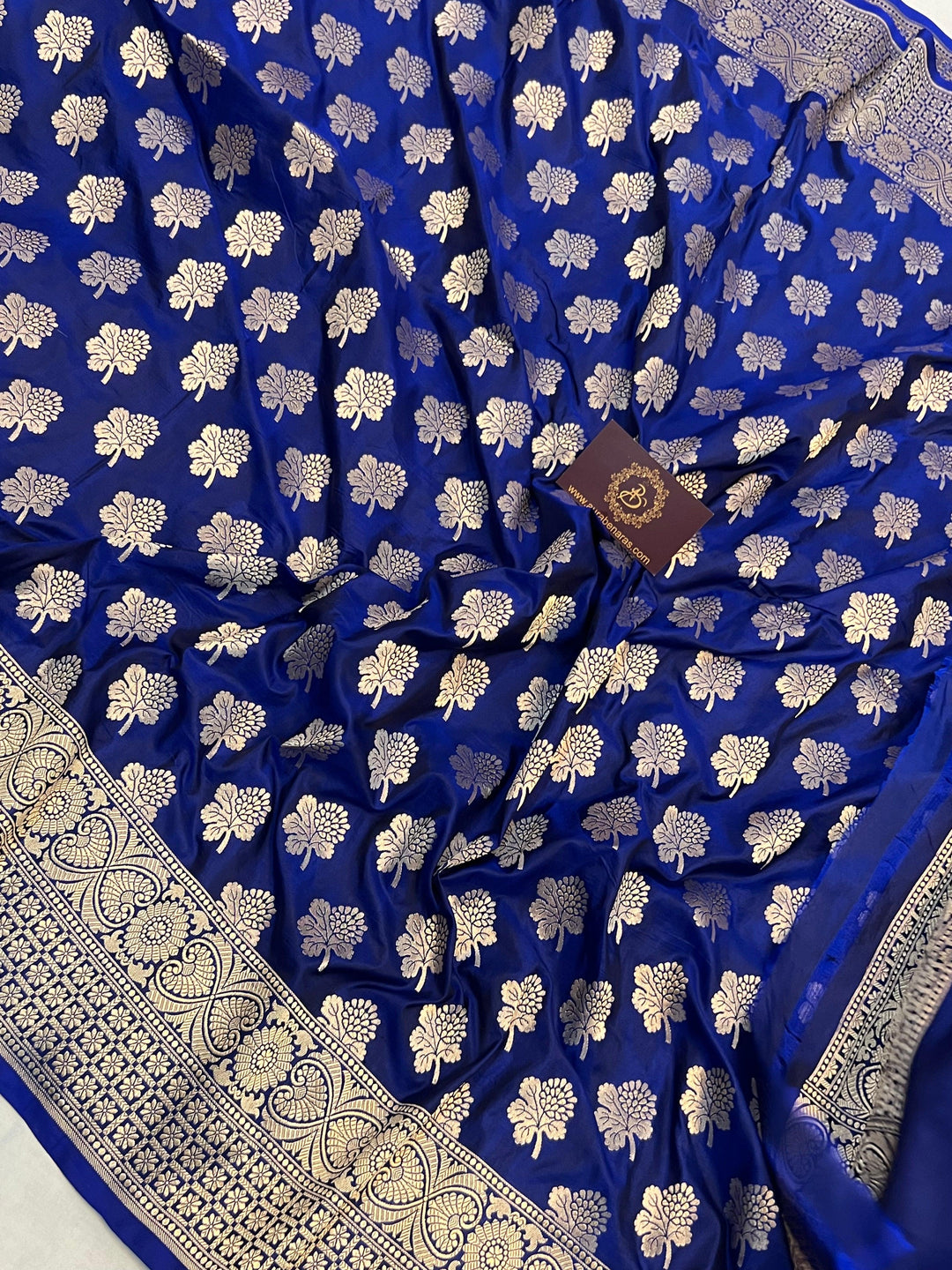 Royal Blue Pure Banarasi Handloom Katan Silk Saree - Aura Benaras