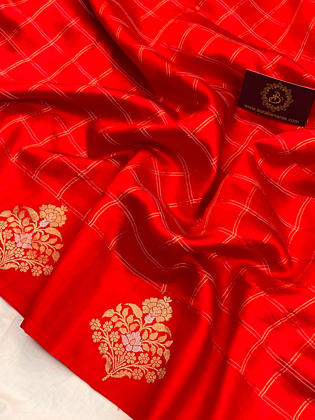 Red Pure Banarasi Handloom Silk Saree