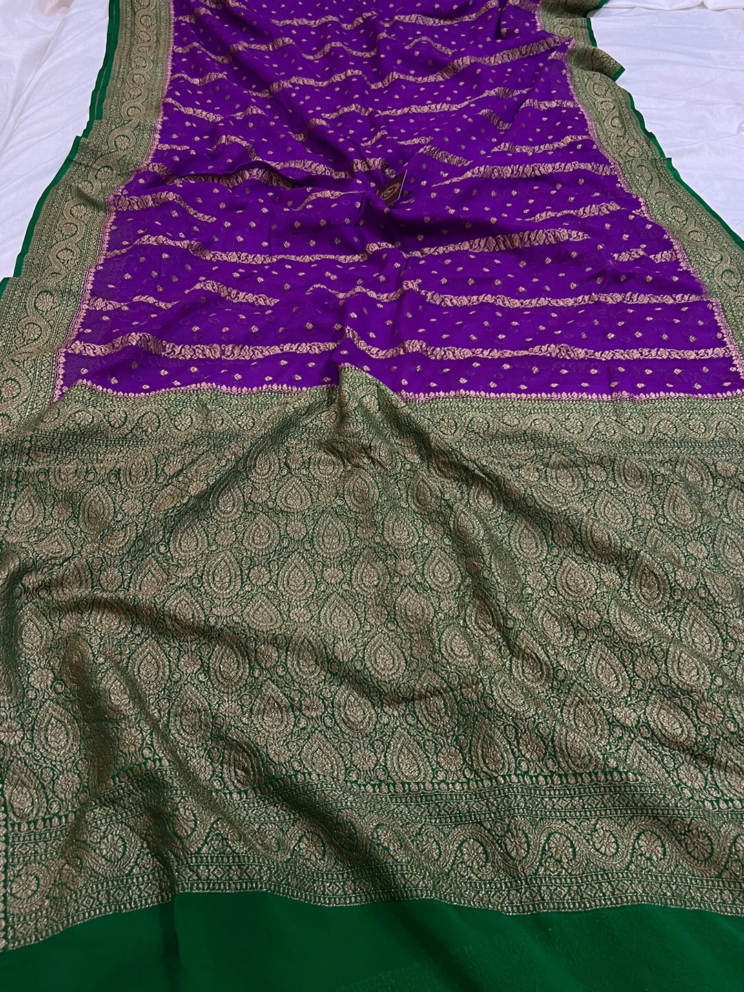 Purple Banarasi Handloom Pure Khaddi Georgette Saree - Aura Benaras