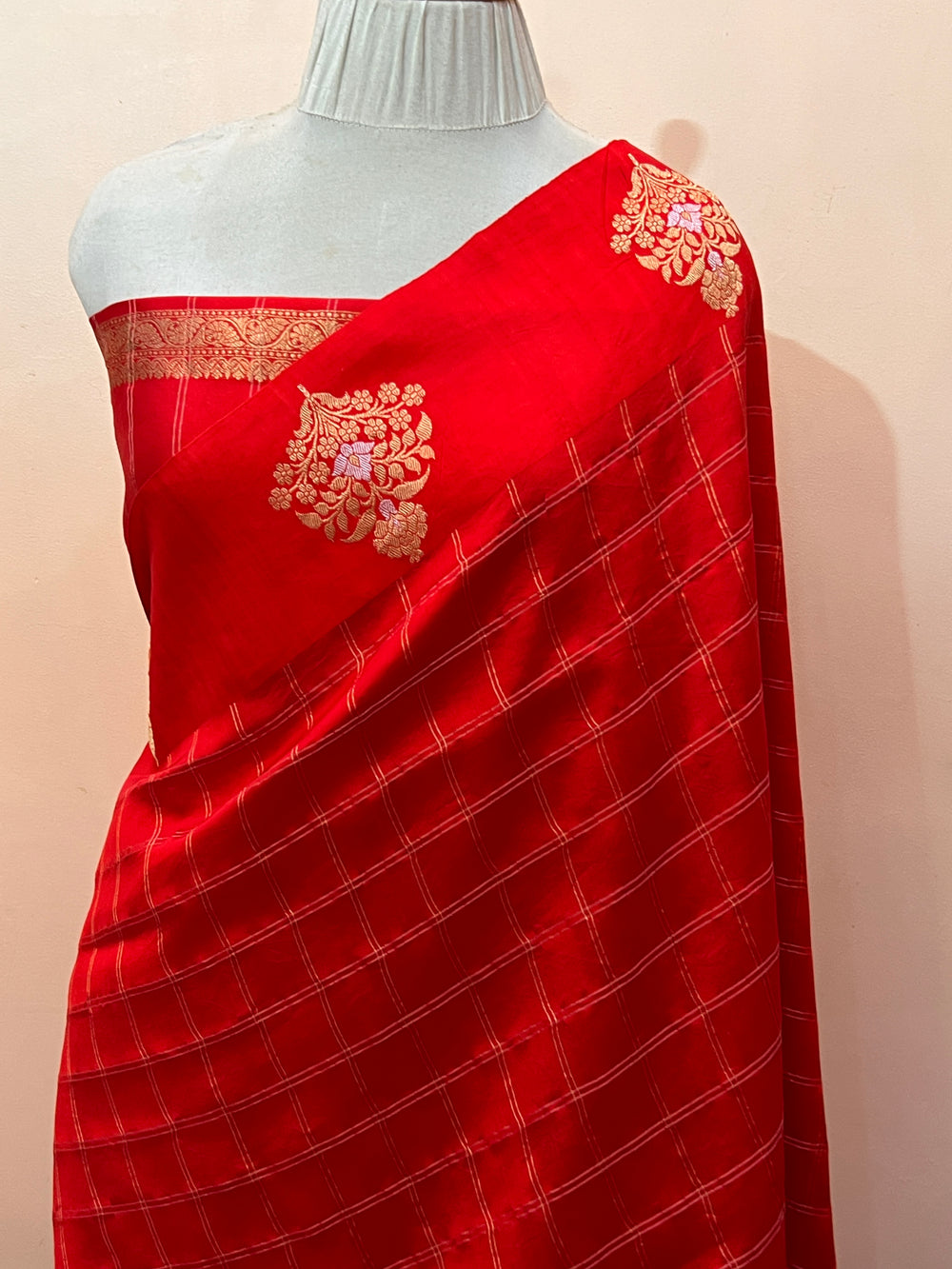 Red Pure Banarasi Handloom Silk Saree