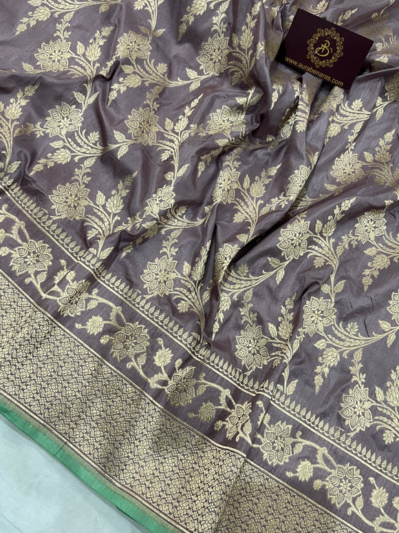 Purple Dova Pure Banarasi Handloom Katan Silk Saree - Aura Benaras