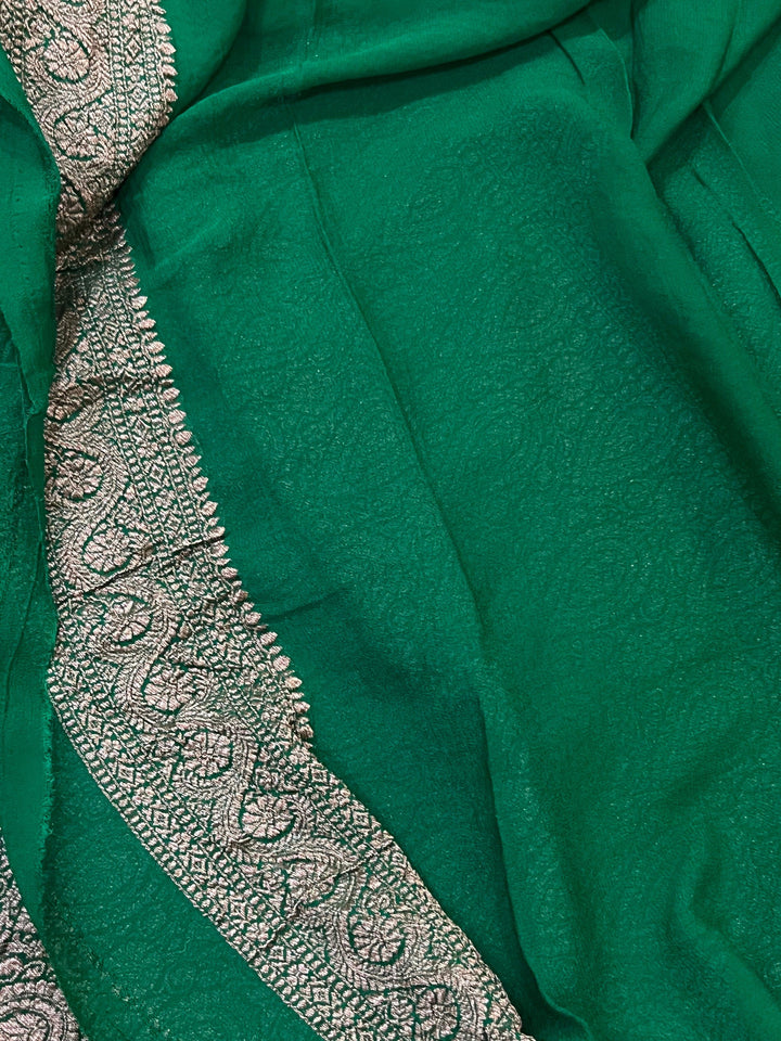 Purple Banarasi Handloom Pure Khaddi Georgette Saree - Aura Benaras