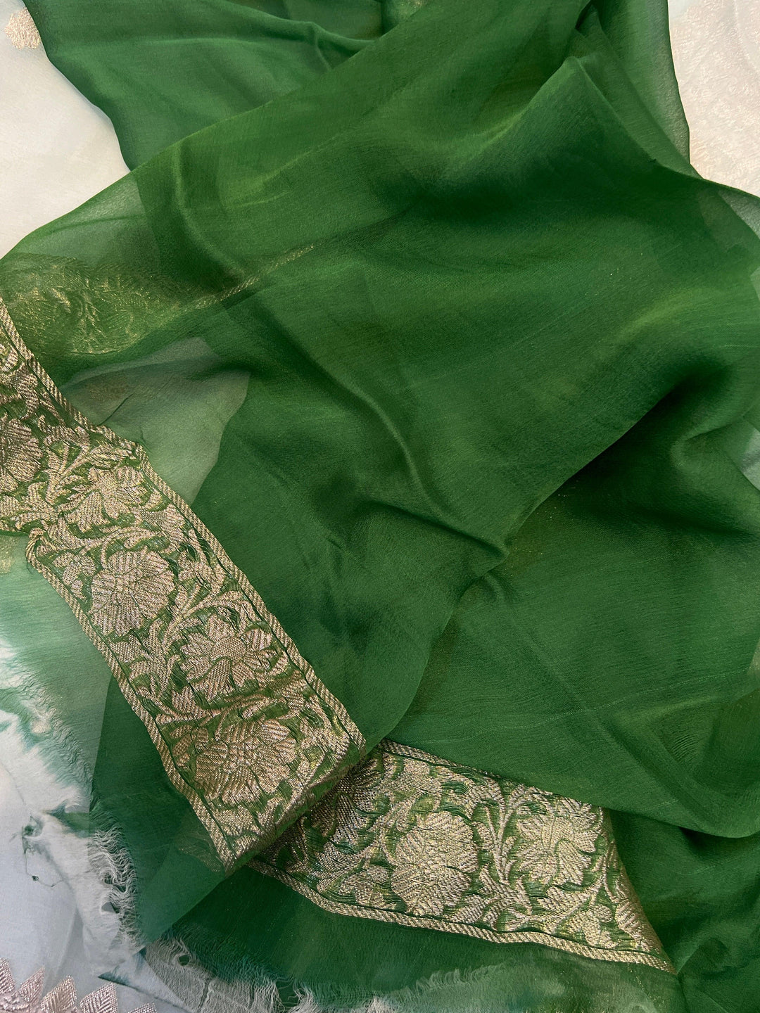 Blue Khaddi Chiffon Banarasi Handloom Saree