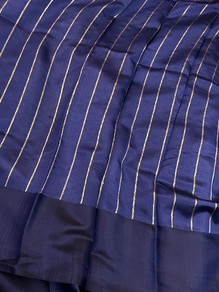 Navy Blue Pure Banarasi Handloom Silk Saree