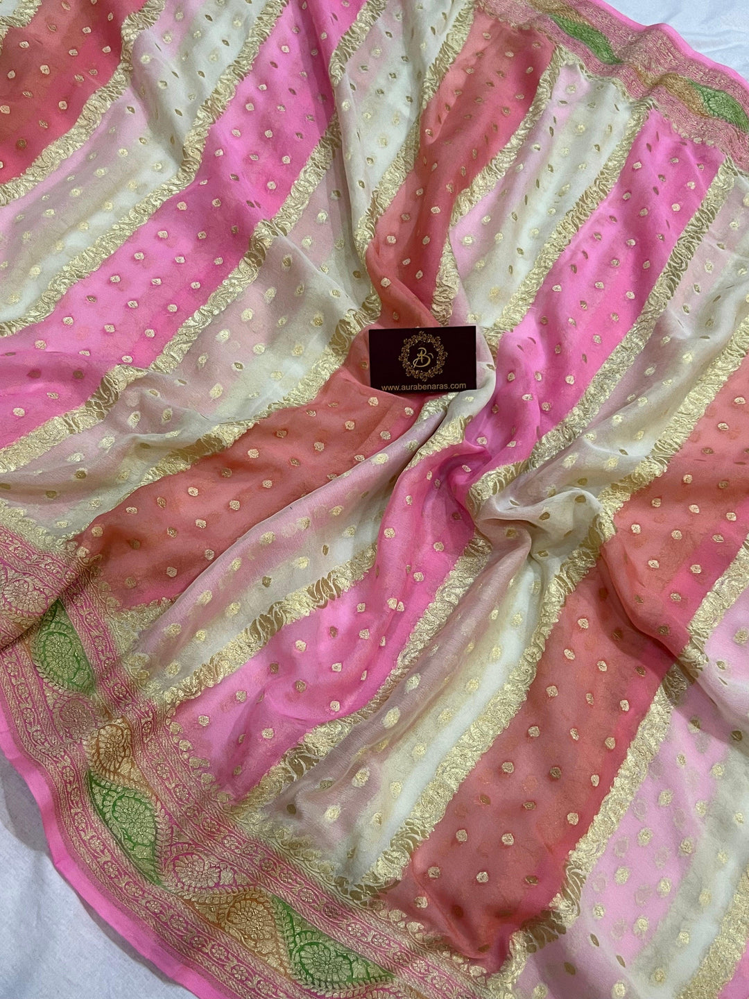 Cream Rangkaat Banarasi Khaddi Georgette Saree - Aura Benaras