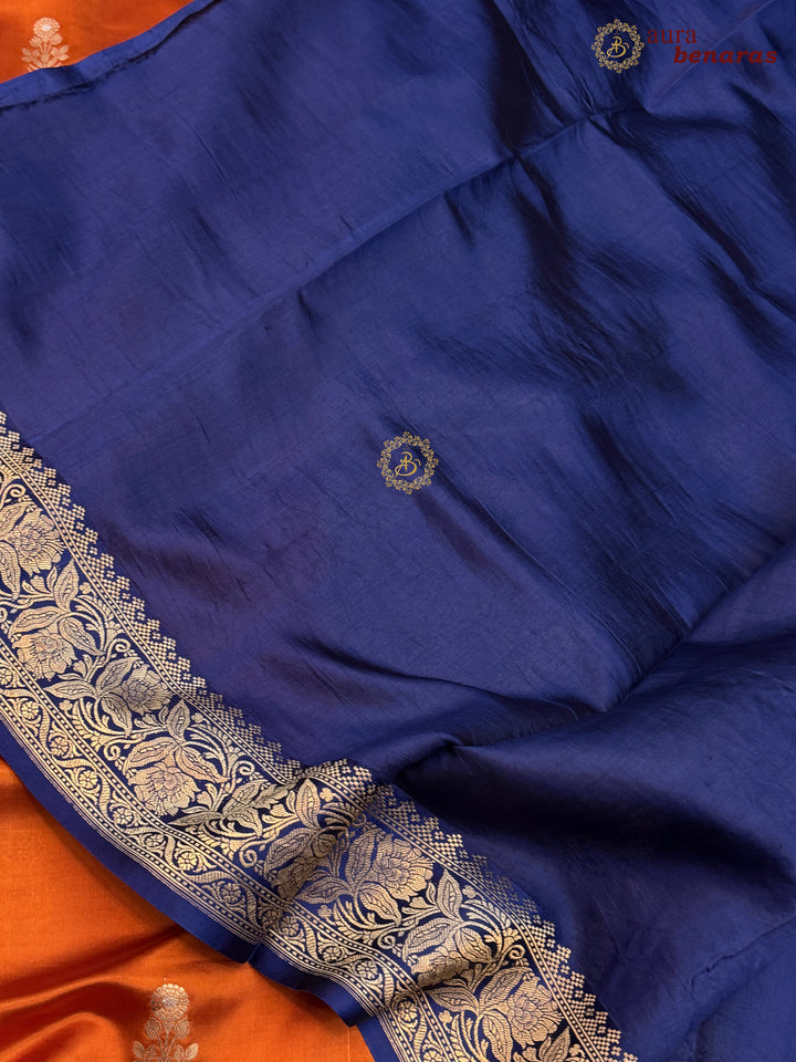 Orange Banarasi Silk Saree | Kadhwa & Sona Rupa Border