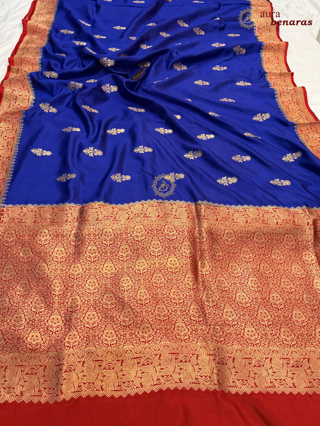 Navy Blue Banarasi Silk Saree | Kadhwa & Sona Rupa Border