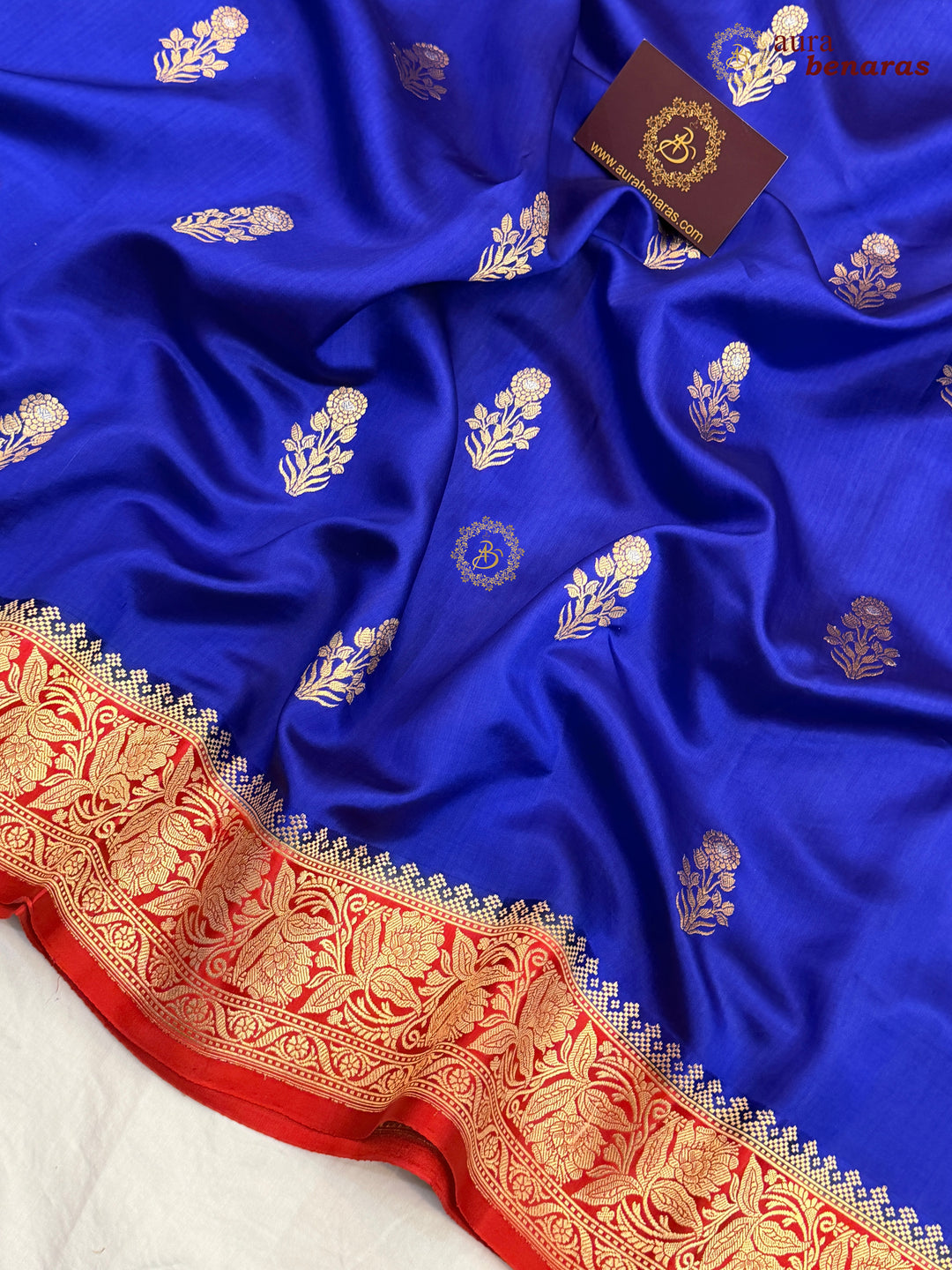 Navy Blue Banarasi Silk Saree | Kadhwa & Sona Rupa Border