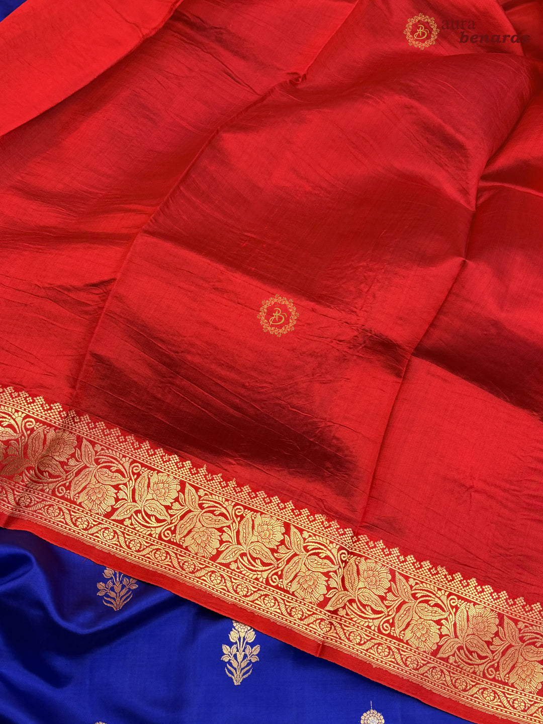 Navy Blue Banarasi Silk Saree | Kadhwa & Sona Rupa Border