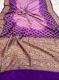 Purple Shaded Khaddi Georgette Banarasi Handloom Saree - Aura Benaras