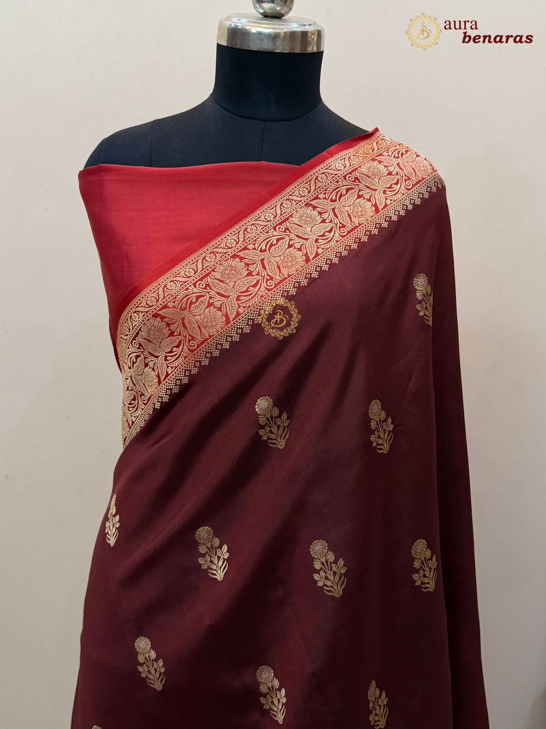 Brown Banarasi Silk Saree | Kadhwa & Sona Rupa Border