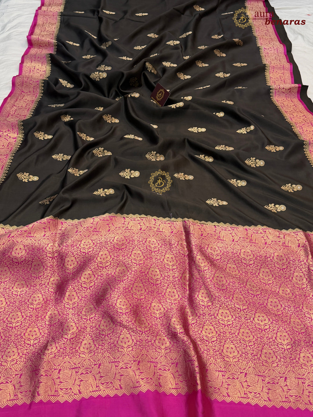 Black Banarasi Silk Saree | Kadhwa & Sona Rupa Border