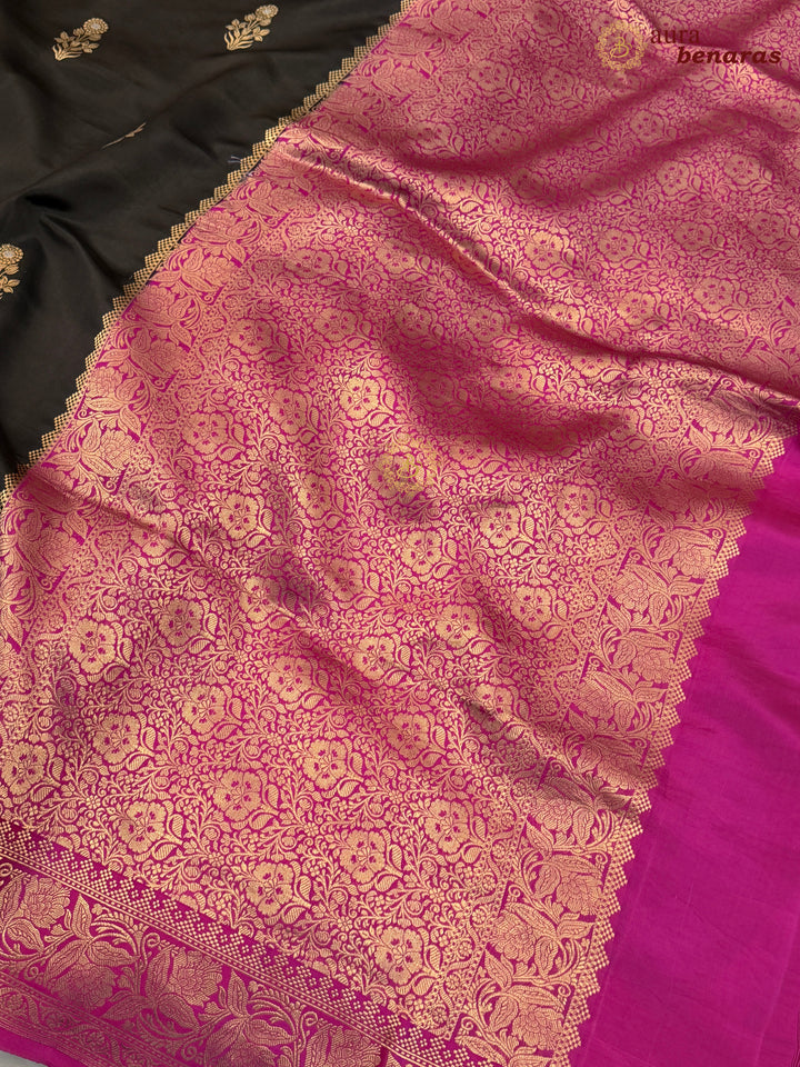 Black Banarasi Silk Saree | Kadhwa & Sona Rupa Border