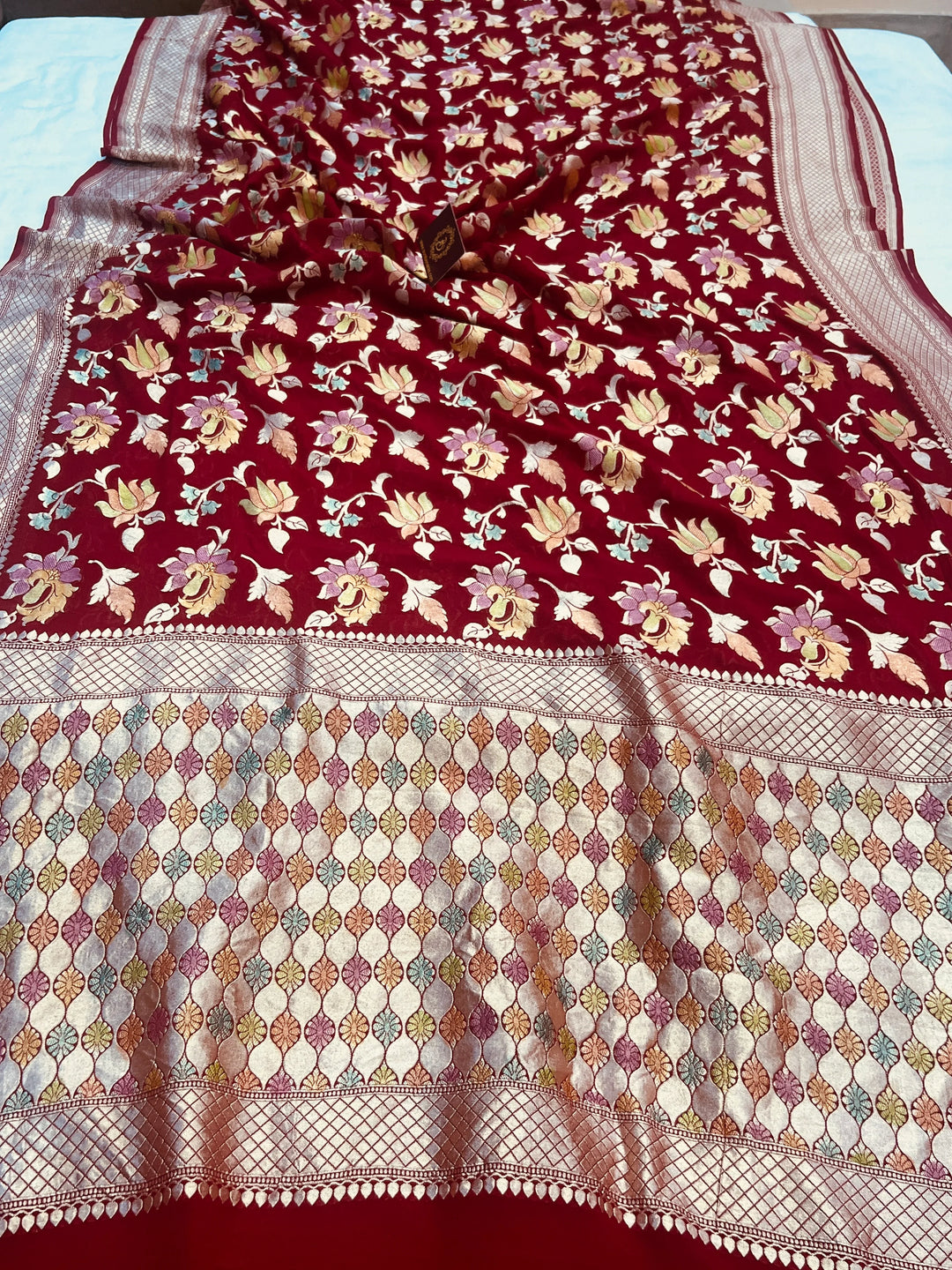 Maroon Rangkaat Banarasi Khaddi Georgette Saree