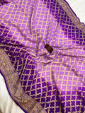 Purple Shaded Khaddi Georgette Banarasi Handloom Saree - Aura Benaras