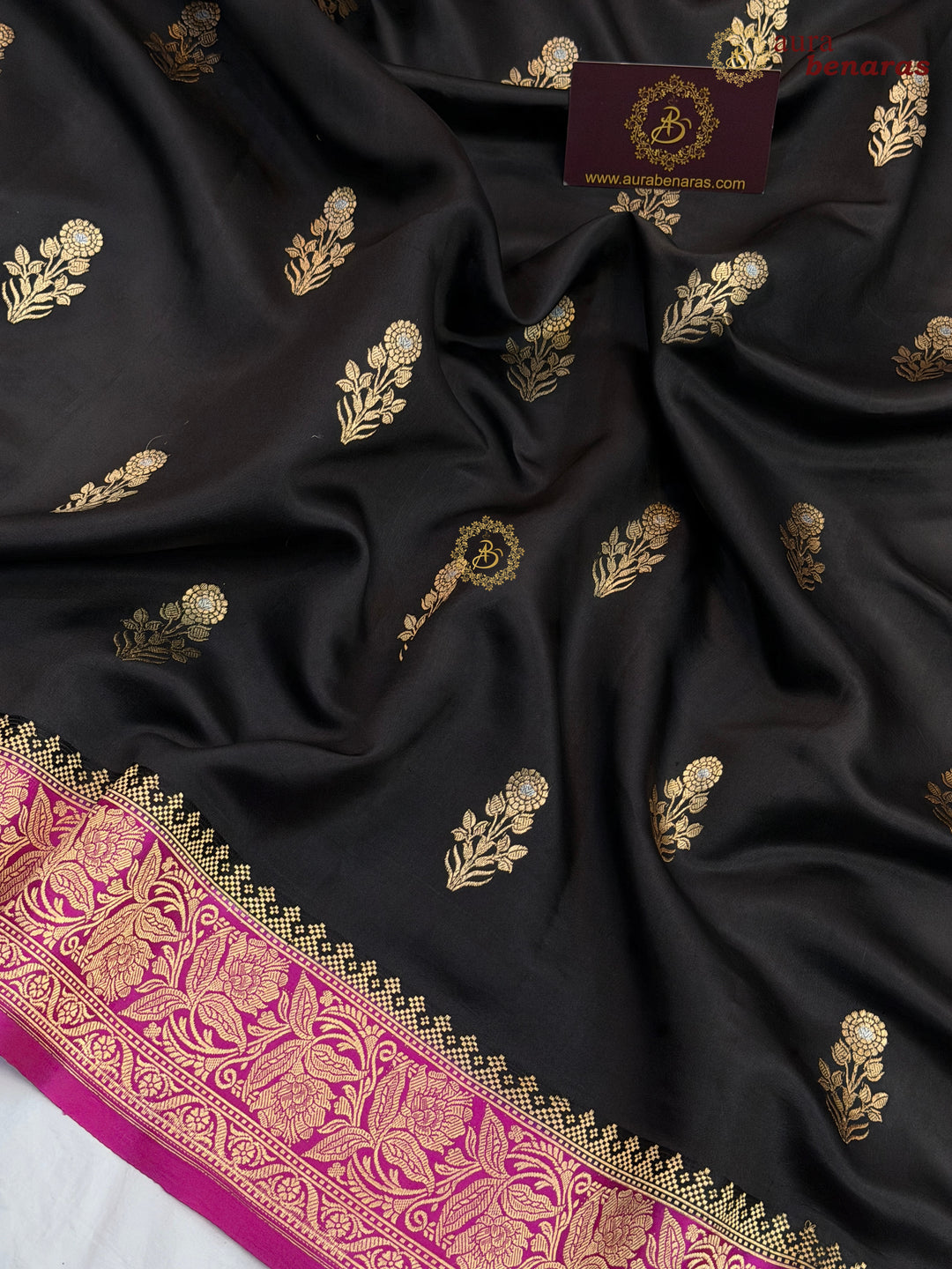 Black Banarasi Silk Saree | Kadhwa & Sona Rupa Border