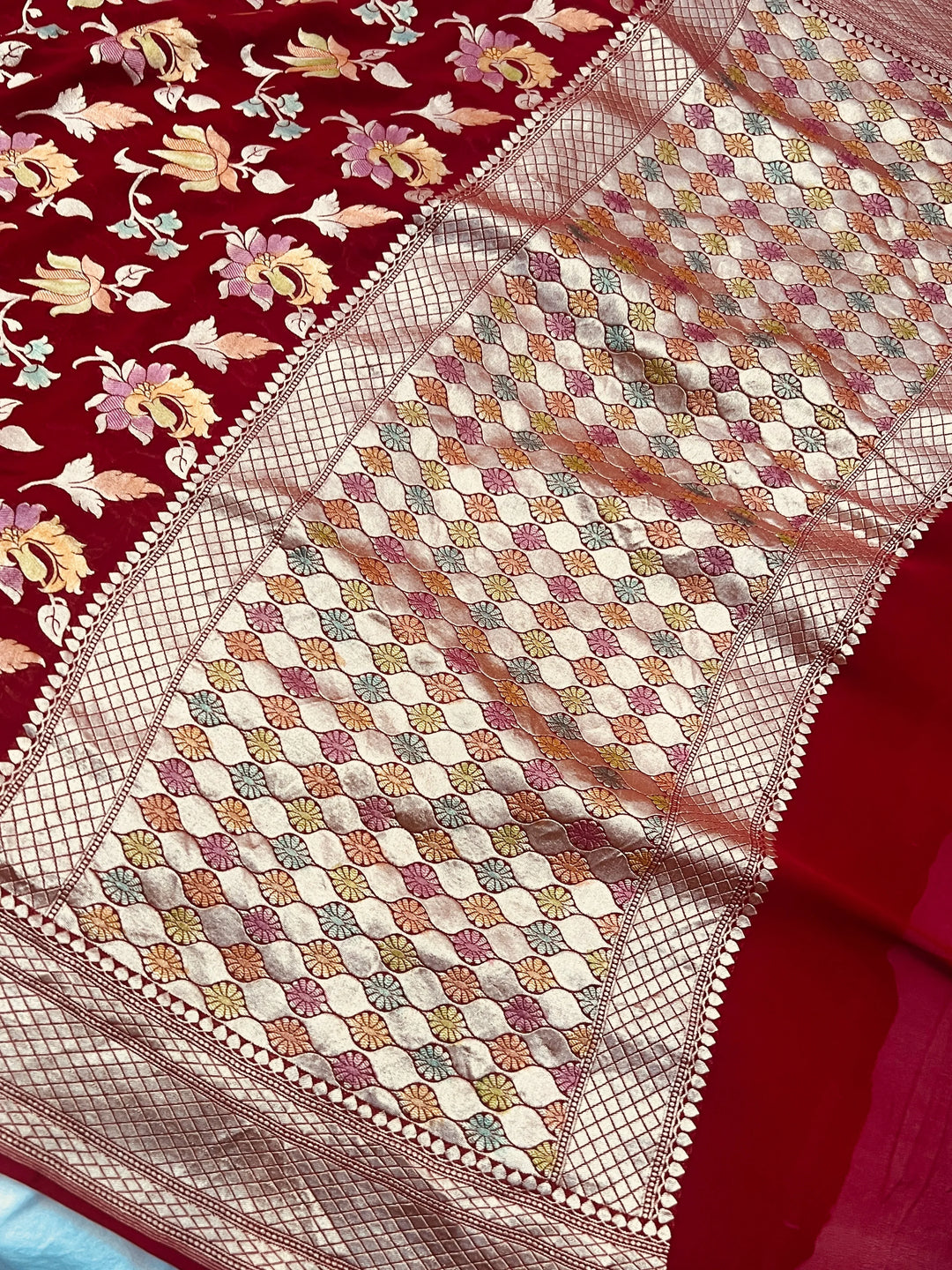 Maroon Rangkaat Banarasi Khaddi Georgette Saree