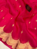 Rani Pink Banarasi Handloom Kora Silk Saree - Aura Benaras