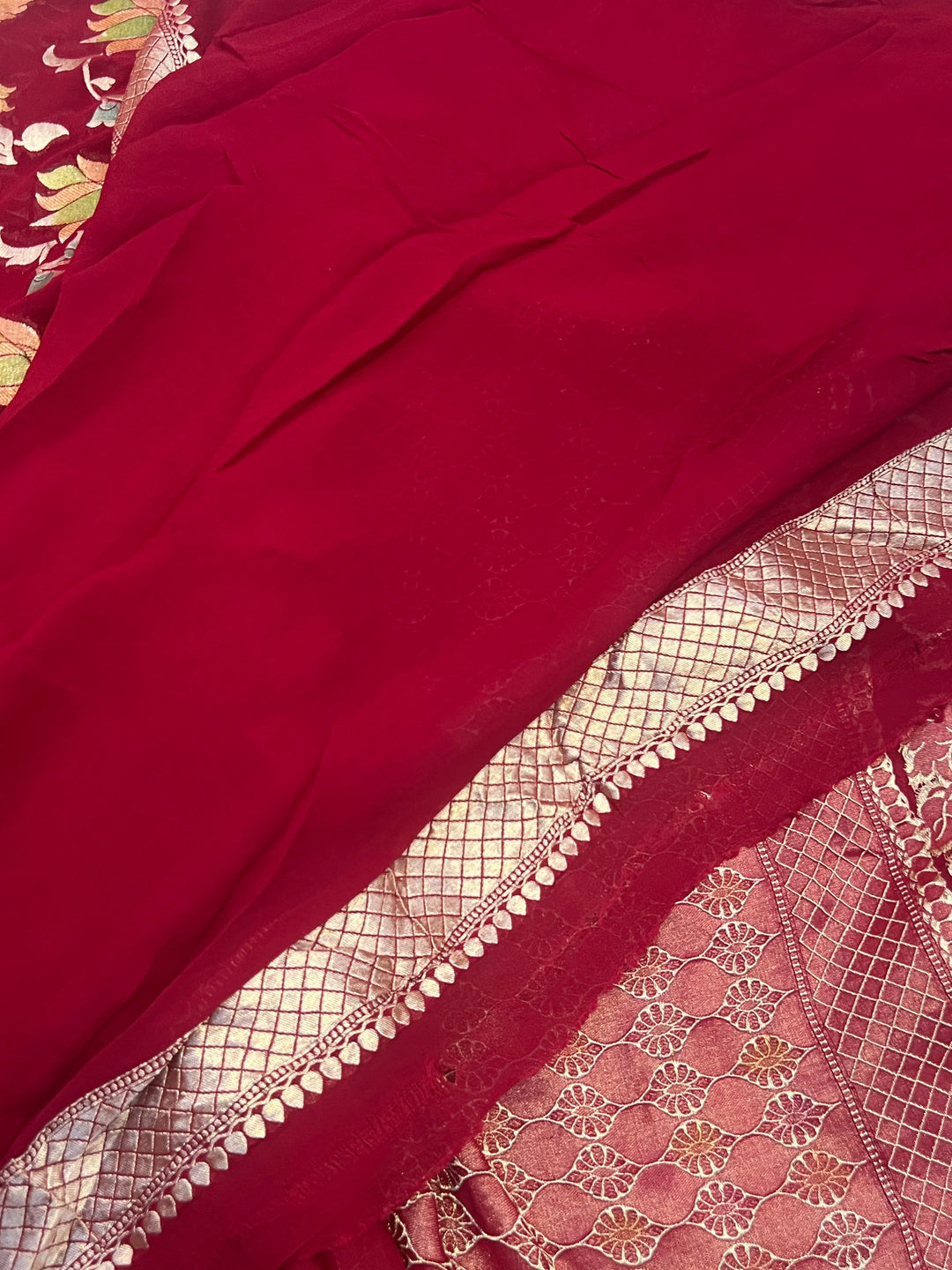 Maroon Rangkaat Banarasi Khaddi Georgette Saree