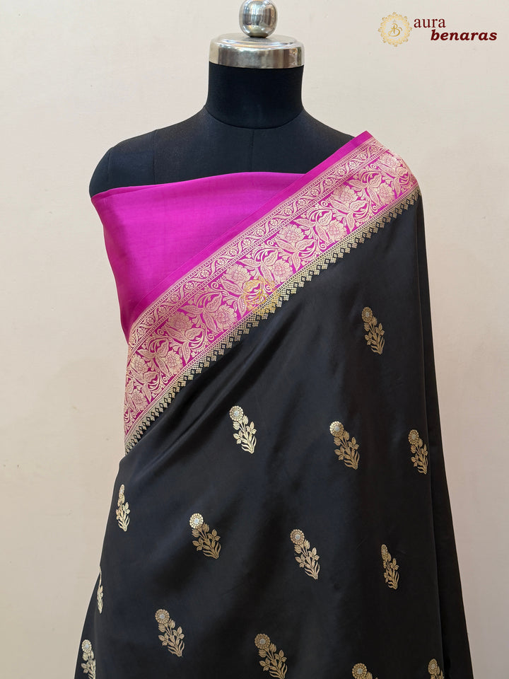 Black Banarasi Silk Saree | Kadhwa & Sona Rupa Border