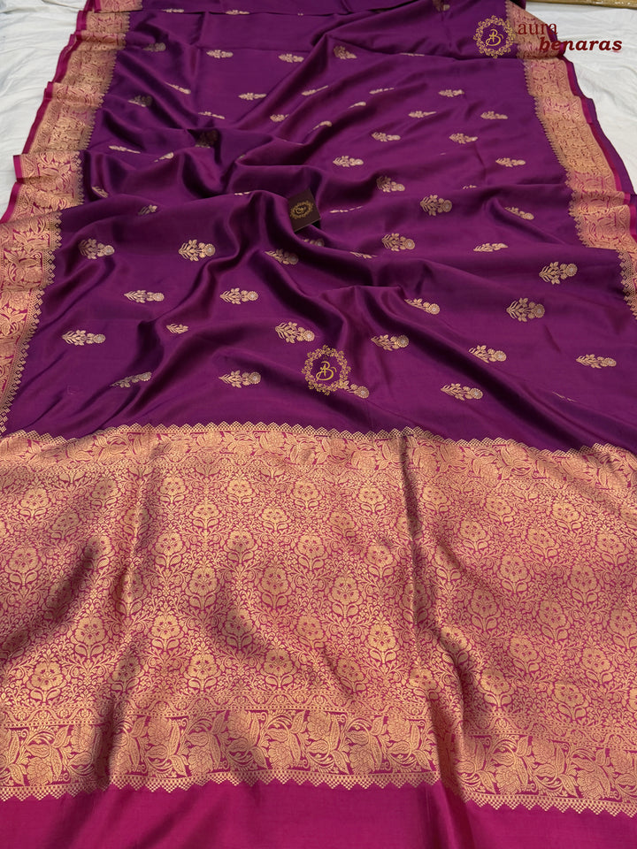 Purple Banarasi Silk Saree | Kadhwa & Sona Rupa Border