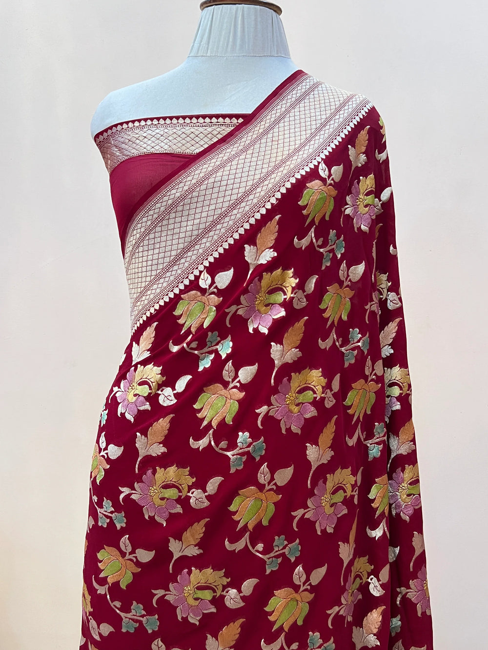 Maroon Rangkaat Banarasi Khaddi Georgette Saree