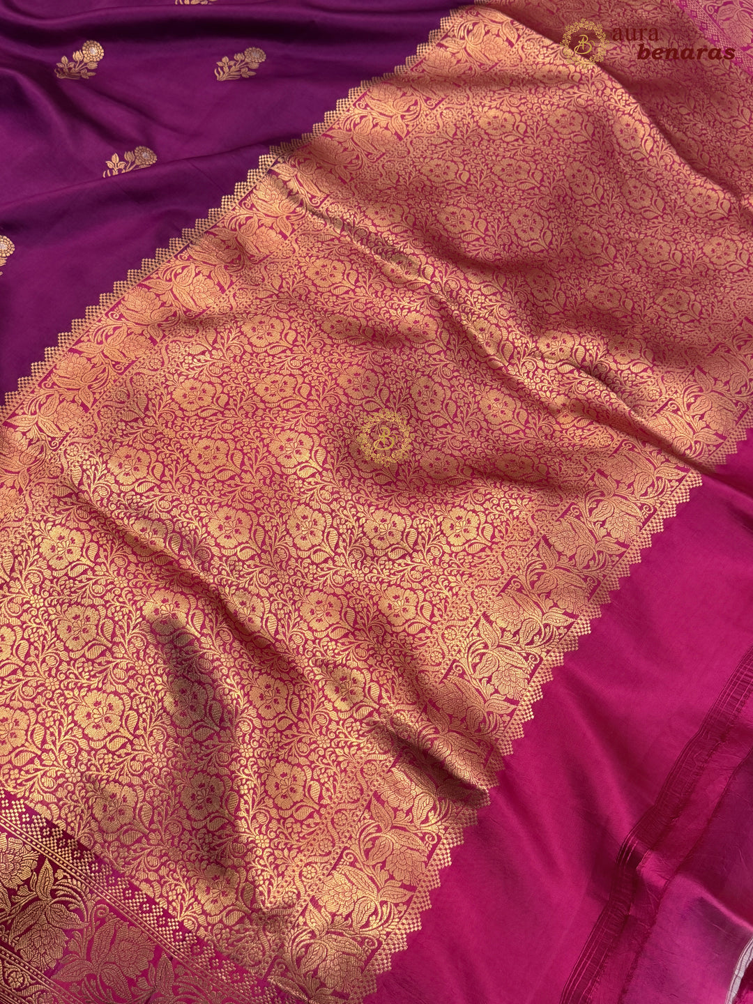 Purple Banarasi Silk Saree | Kadhwa & Sona Rupa Border