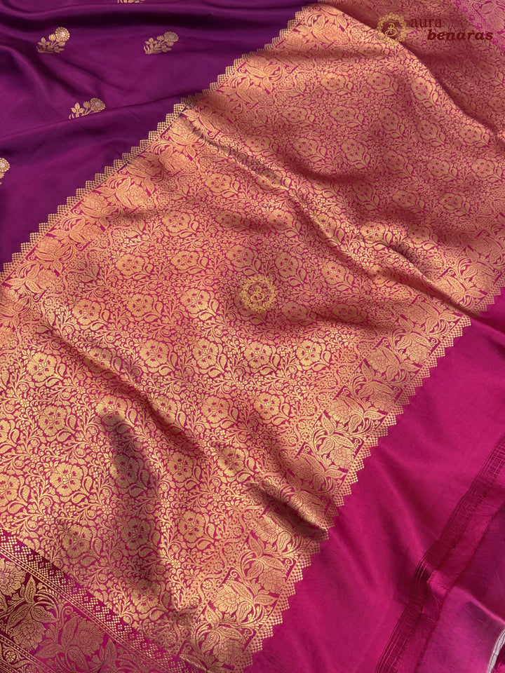 Purple Banarasi Silk Saree | Kadhwa & Sona Rupa Border