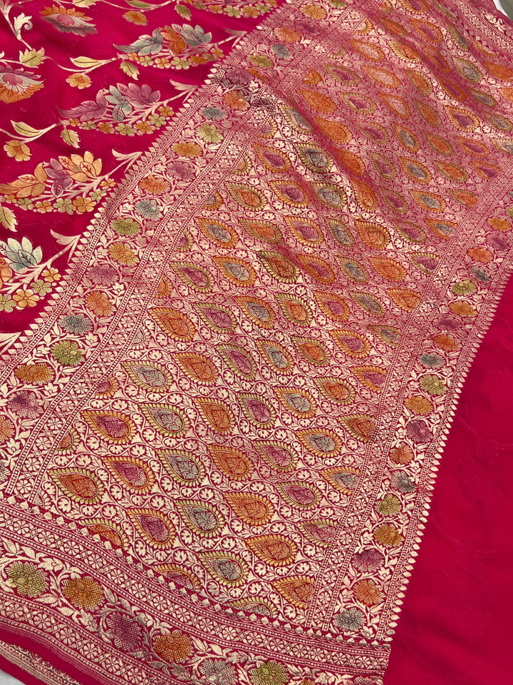 Rani Rangkaat Banarasi Khaddi Georgette Saree