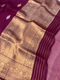 Deep Jamuni Banarasi Handloom Kora Silk Saree - Aura Benaras