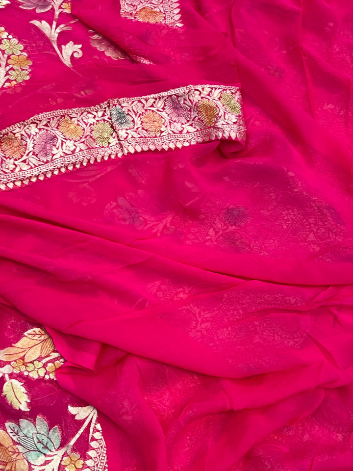 Rani Rangkaat Banarasi Khaddi Georgette Saree