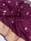 Deep Jamuni Banarasi Handloom Kora Silk Saree - Aura Benaras