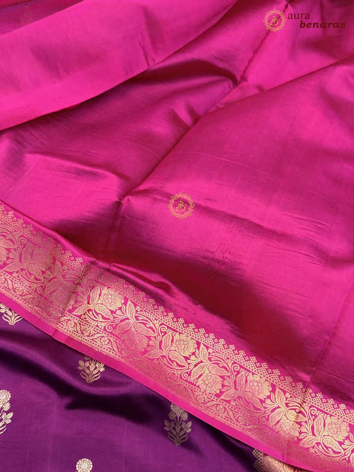 Purple Banarasi Silk Saree | Kadhwa & Sona Rupa Border