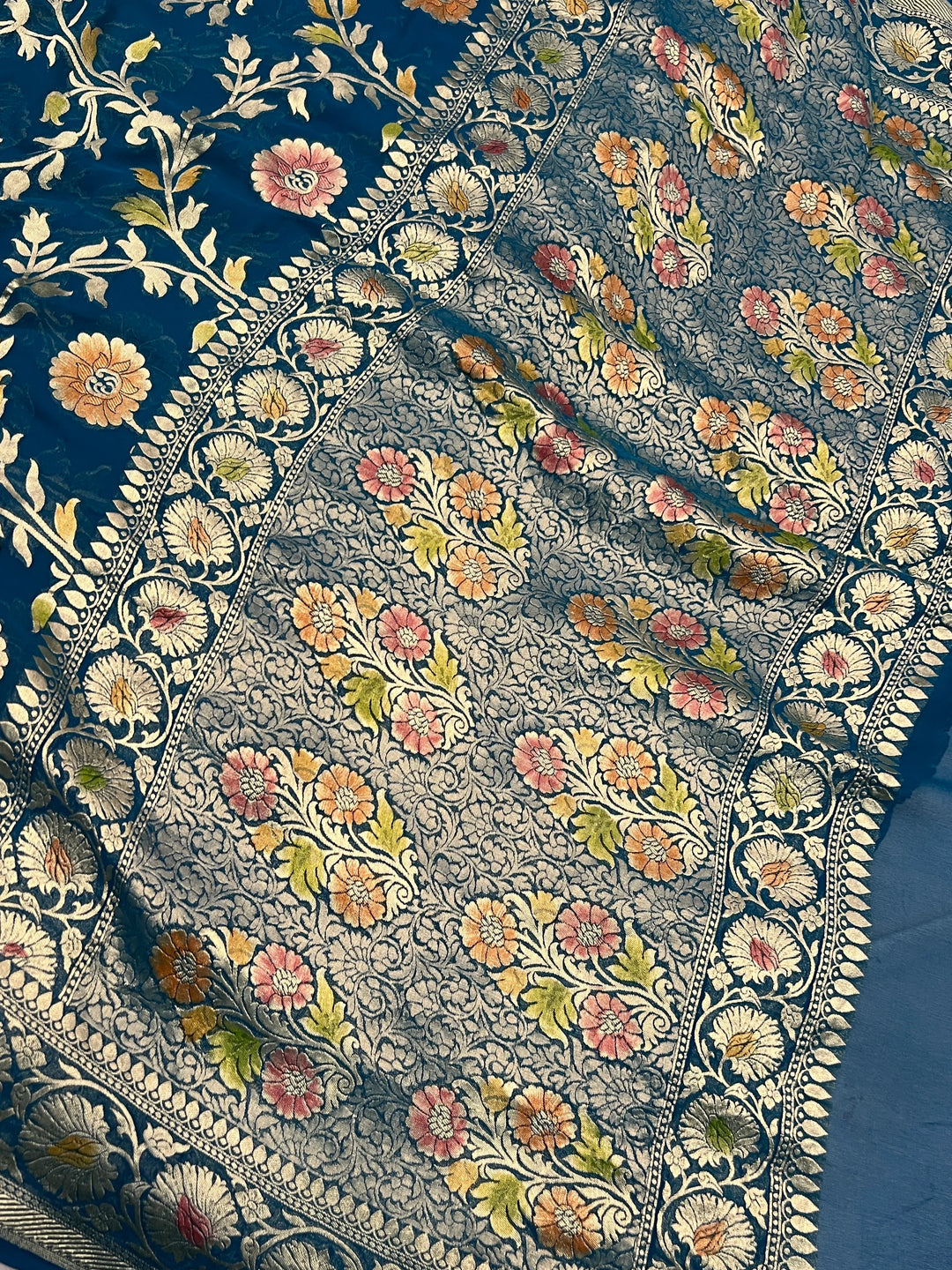 Rama Blue Rangkaat Banarasi Khaddi Georgette Saree