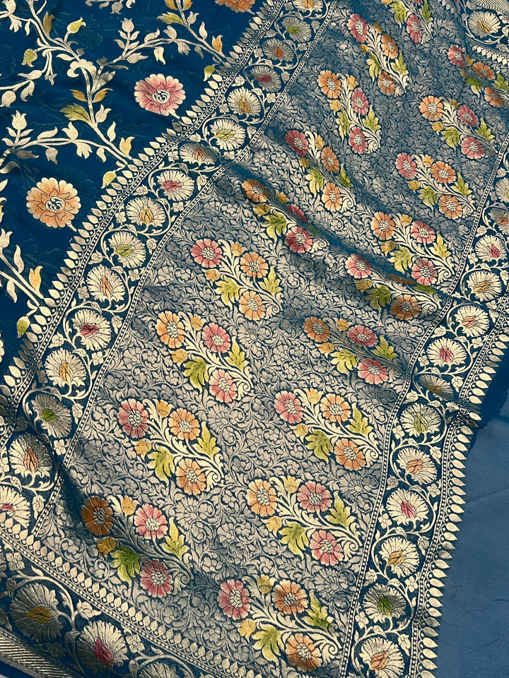 Rama Blue Rangkaat Banarasi Khaddi Georgette Saree