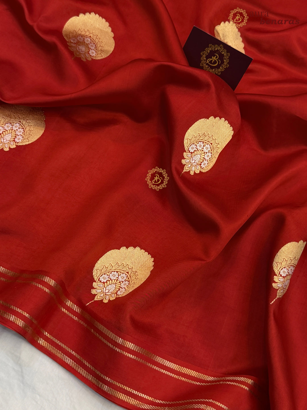 Red Pure Banarasi Handloom Silk Saree - Aura Benaras