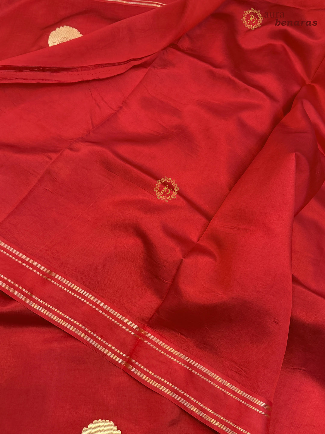Red Pure Banarasi Handloom Silk Saree - Aura Benaras