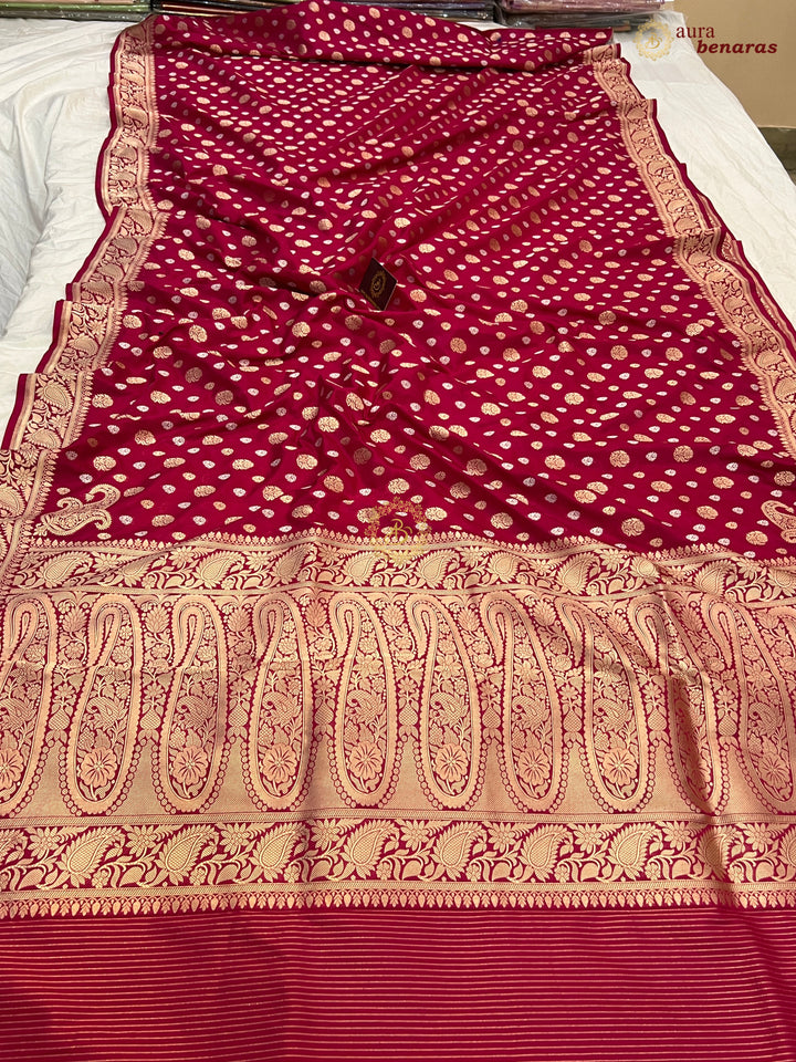 Rani Pink Pure Banarasi Handloom Katan Silk Saree - Aura Benaras